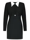 Versace Pearl-detailed Long-sleeved Mini Dress In Black