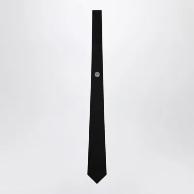 Versace Black Silk Jacquard Tie In Neutral