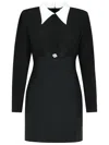Versace Pearl-detailed Long-sleeved Mini Dress In Black