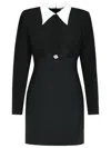 Versace Pearl-detailed Long-sleeved Mini Dress In Black