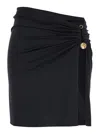 Versace Black Skirt With Pin Detail With Logo And Side Slit In Tech Fabric Stretch Woman In Black