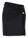 Versace Black Skirt With Pin Detail With Logo And Side Slit In Tech Fabric Stretch Woman