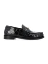 Versace Medusa Crocodile-embossed Leather Loafers In Black