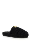 Versace Black Slippers With Logo Plaque In Fabric Man In Black