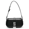 Versace Black Smooth Leather Greca Goddess Mini Shoulder Bag In Black