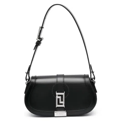 Versace Black Smooth Leather Greca Goddess Mini Shoulder Bag