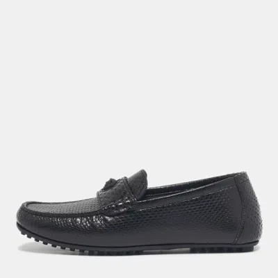 Pre-owned Versace Black Snakeskin Leather Medusa Loafers Size 40