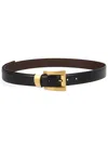 Versace Black Solid Buckle Belt In Black