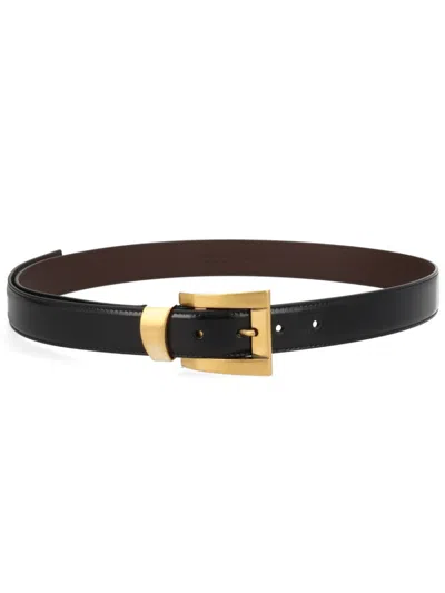 Versace Black Solid Buckle Belt