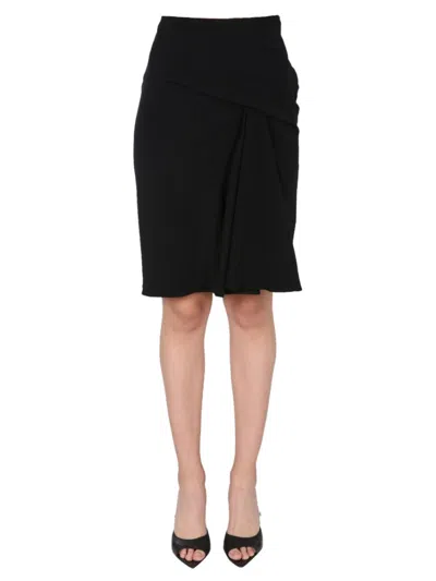 Versace Black Solid Knee Length Skirt