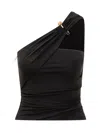 Versace Black Solid One Shoulder Top In Black