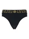 Versace Black Speedo With Greca Detail In Tech Fabric Man In Black