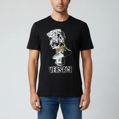 Pre-owned Versace Black Statue Illustration Print Cotton Crew Neck T-shirt 2xl
