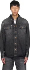 Versace Button-up Denim Jacket In 1d810-medium Black