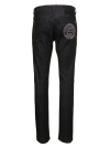 VERSACE BLACK STRAIGHT JEANS WITH STUDDED MEDUSA IN STRETCH COTTON DENIM