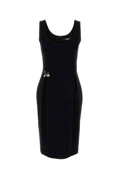 Versace Safety Pin Midi Dress In Black
