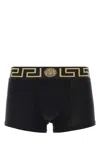 Versace Underpants Low Rise Trunk Stretch Bio Cotton Jers In Black
