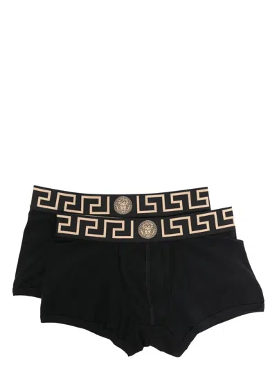 VERSACE VERSACE BLACK STRETCH COTTON BOXER SET