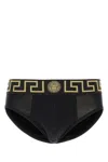 Versace Set Di Slip In Cotone Stretch Nero Uomo