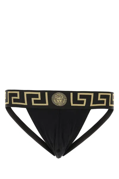 VERSACE BLACK STRETCH COTTON BRIEF