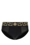 Versace Set Di Slip In Cotone Stretch Nero Uomo In Black