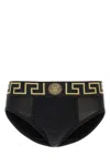 Versace Set Di Slip In Cotone Stretch Nero Uomo