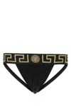 Versace Black Stretch Cotton Brief In Multi