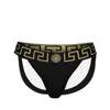 Versace Stretch-jersey-logo-riemen In Blackgoldgreekkey