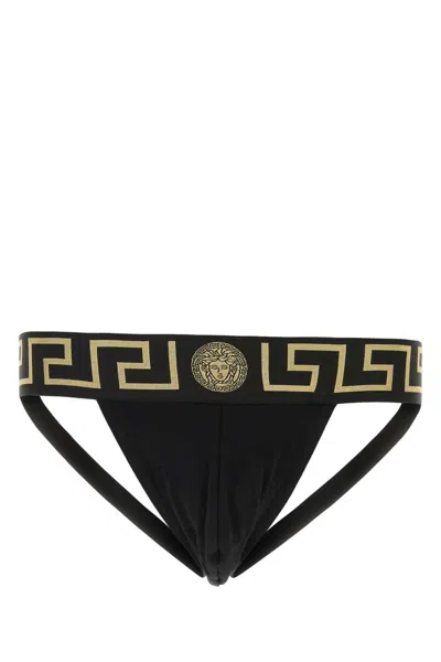 VERSACE BLACK STRETCH COTTON BRIEF