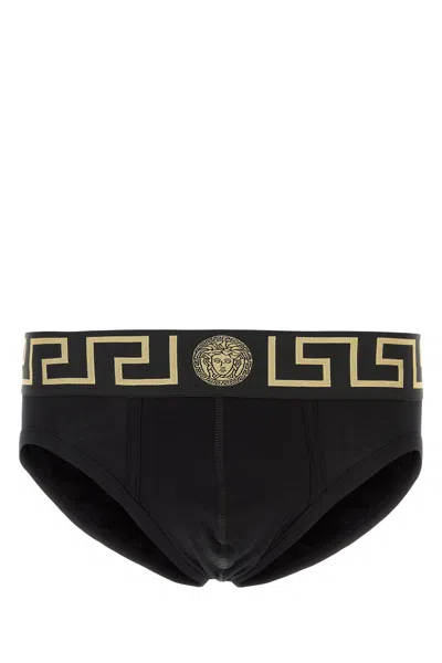 VERSACE VERSACE BLACK STRETCH COTTON BRIEF SET
