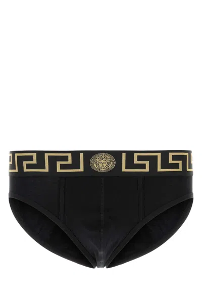 Versace Black Stretch Cotton Brief Set