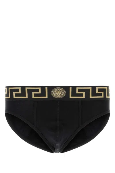 VERSACE VERSACE BLACK STRETCH COTTON BRIEF SET