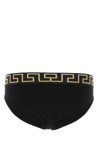 Versace Black Stretch Cotton Brief Set
