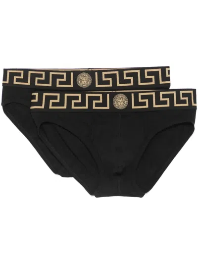 Versace Black Stretch Cotton Brief Set