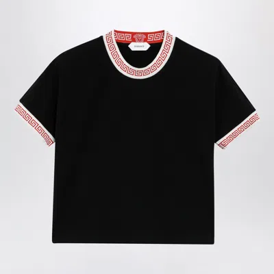 VERSACE VERSACE BLACK STRETCH COTTON JERSEY T-SHIRT