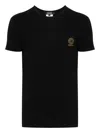 Versace White Crewneck T-shirt With Medusa Print On The Front In Cotton Stretch Man In Black