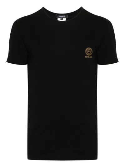VERSACE BLACK STRETCH COTTON T-SHIRT