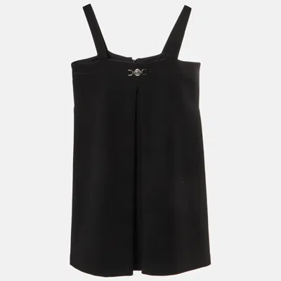 Pre-owned Versace Black Stretch Crepe Pleated Mini Dress 8 Yrs