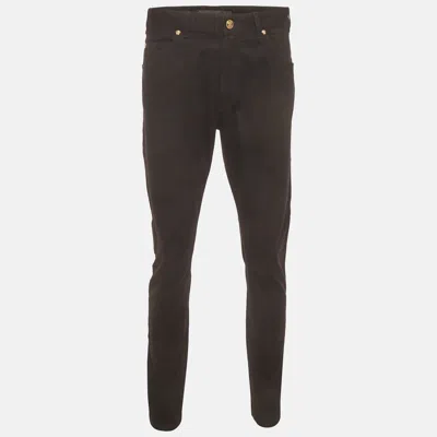 Pre-owned Versace Black Stretch Denim Slim Fit Jeans L/waist 35"