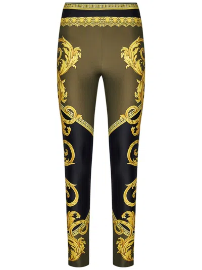 VERSACE VERSACE BLACK STRETCH JERSEY LEGGINGS