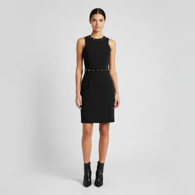 Pre-owned Versace Black Stretch Nylon Studded Sleeveless Mini Dress S