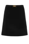 Versace Belted Grain De Poudre Wool Mini Skirt In Black