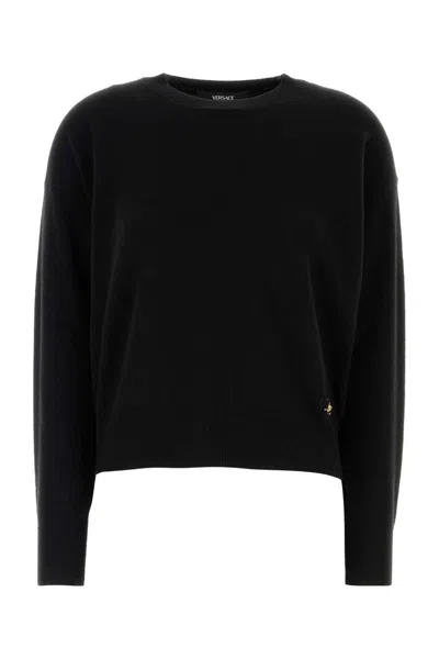 Versace Black Stretch Wool Blend Sweater