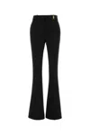 Versace Black Stretch Wool Flared Pant In Black
