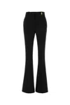 Versace Black Stretch Wool Flared Pant In Black