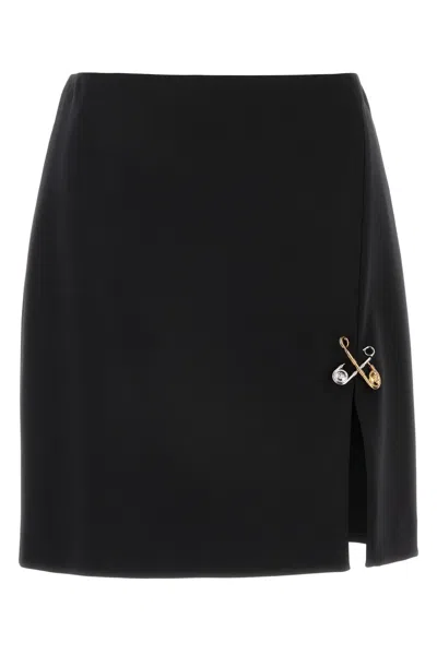 VERSACE BLACK STRETCH WOOL SKIRT