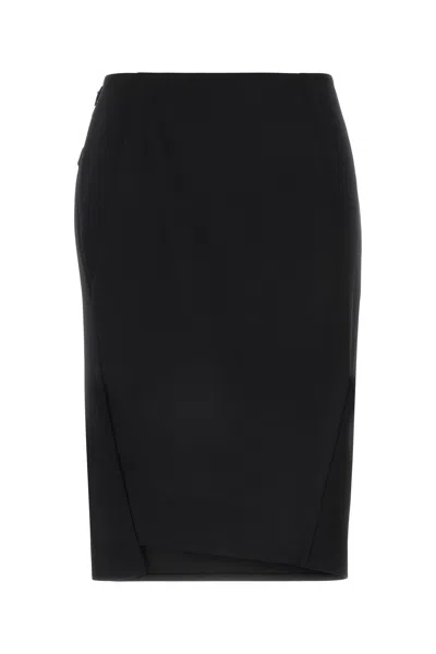 VERSACE BLACK STRETCH WOOL SKIRT
