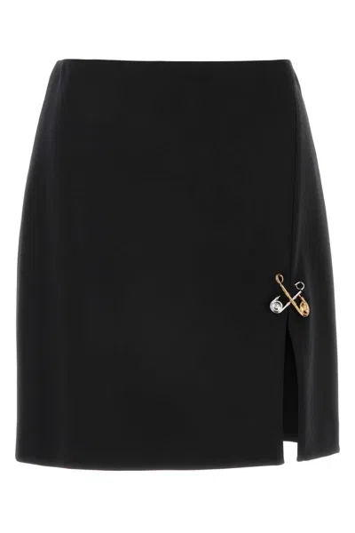 VERSACE BLACK STRETCH WOOL SKIRT
