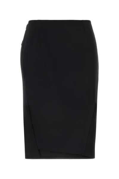 VERSACE BLACK ASYMMETRIC PENCIL SKIRT