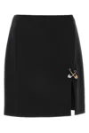 Versace Safety Pin A-line Wool Mini Skirt In Black